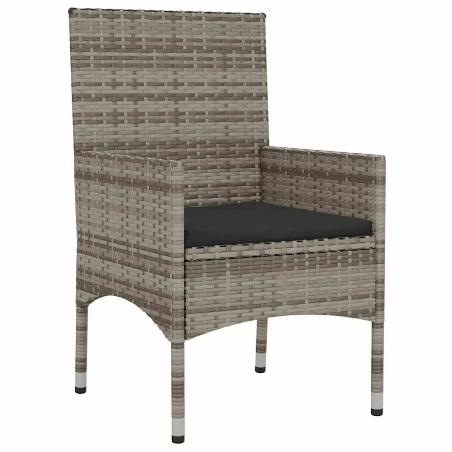 Salon de jardin 4 pcs avec coussins Gris Résine tressée - 7