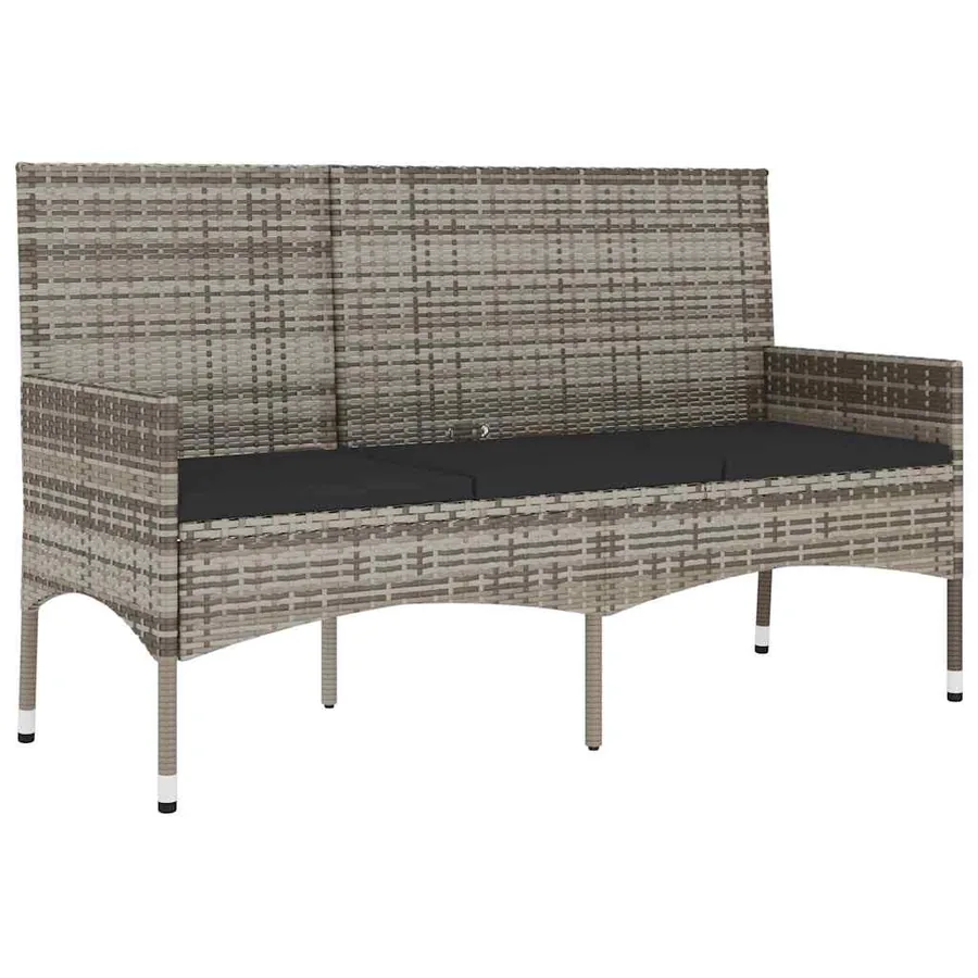Salon de jardin 4 pcs avec coussins Gris Résine tressée - 8