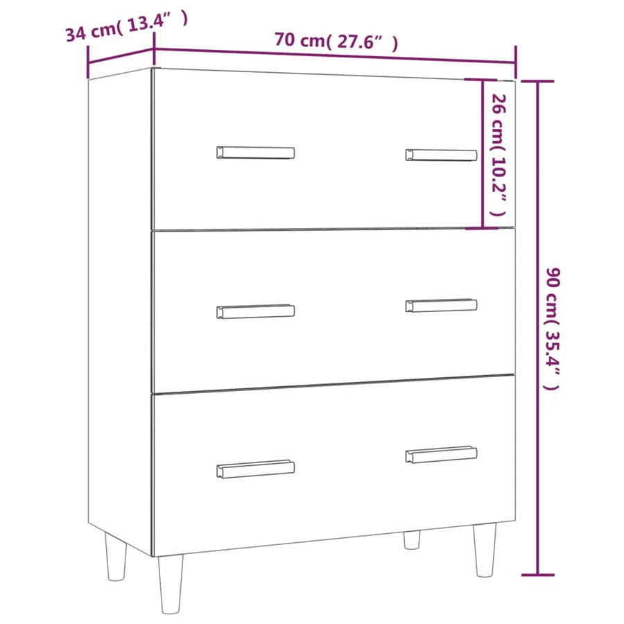 Buffet Sonoma gris 70x34x90 cm Bois d'ingénierie - 8