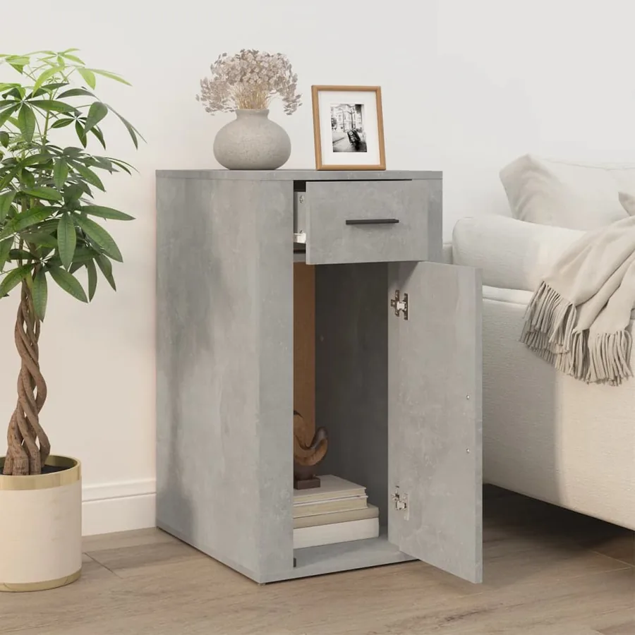 Armoire de bureau Gris béton 40x49x75 cm Bois d'ingénierie - 3