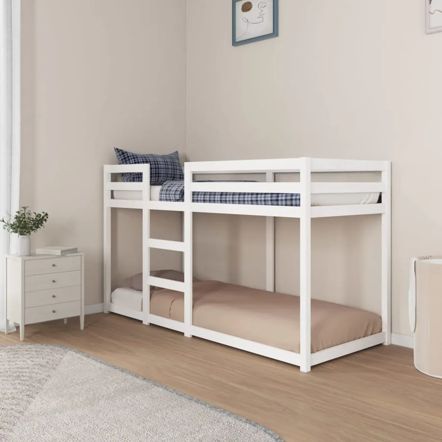 Lit superposé sans matelas blanc 75x190 cm bois de pin massif - 3