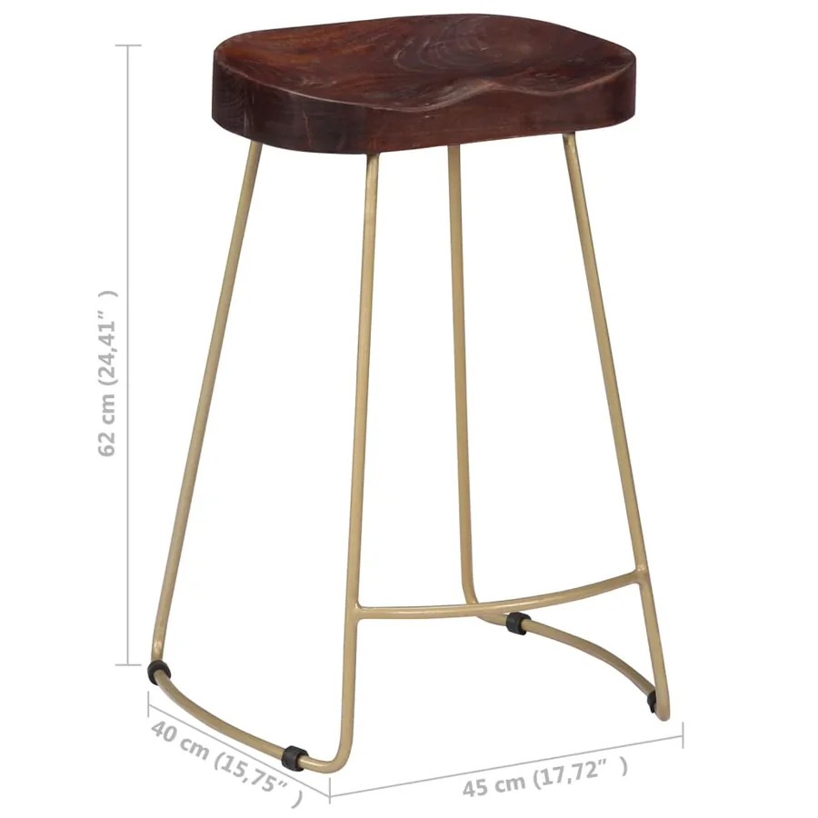 Tabourets de bar Gavin lot de 2 bois de manguier massif - 7