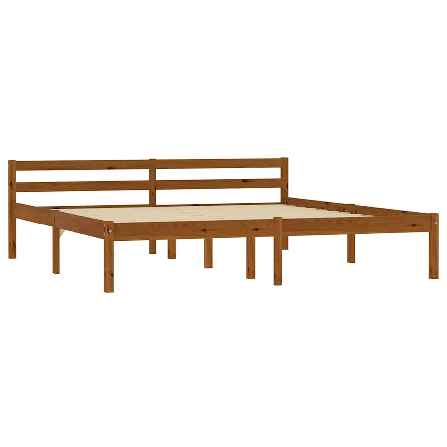 Cadre de lit sans matelas marron miel pin massif 160x200 cm - 2