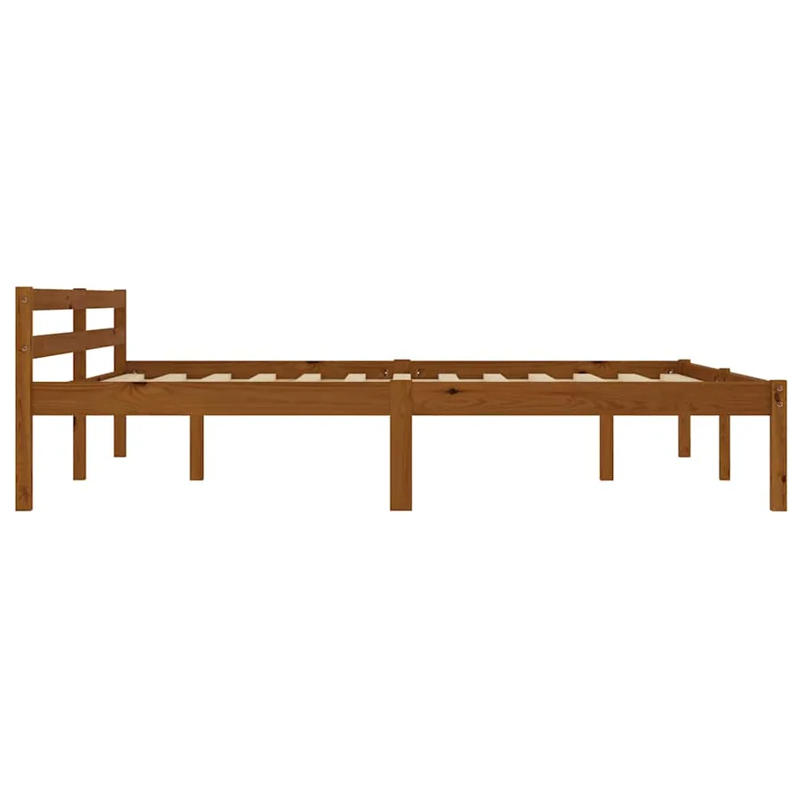 Cadre de lit sans matelas marron miel pin massif 160x200 cm - 4