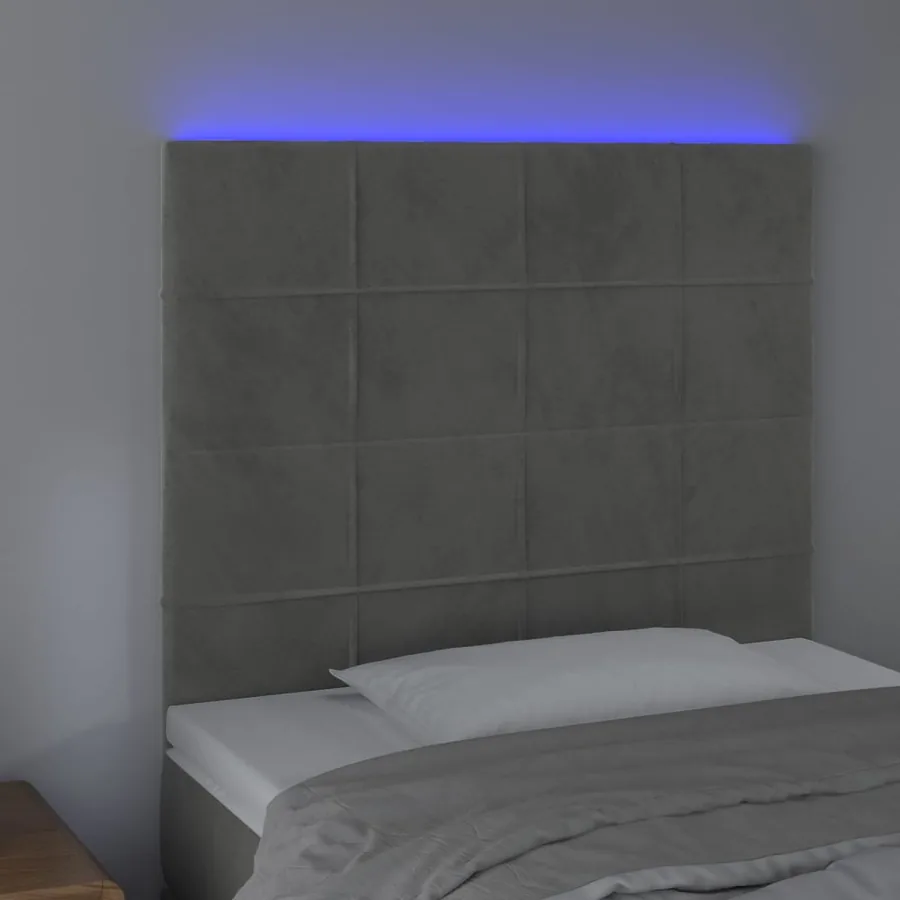 Tête de lit à LED Gris clair 80x5x118/128 cm Velours - 3