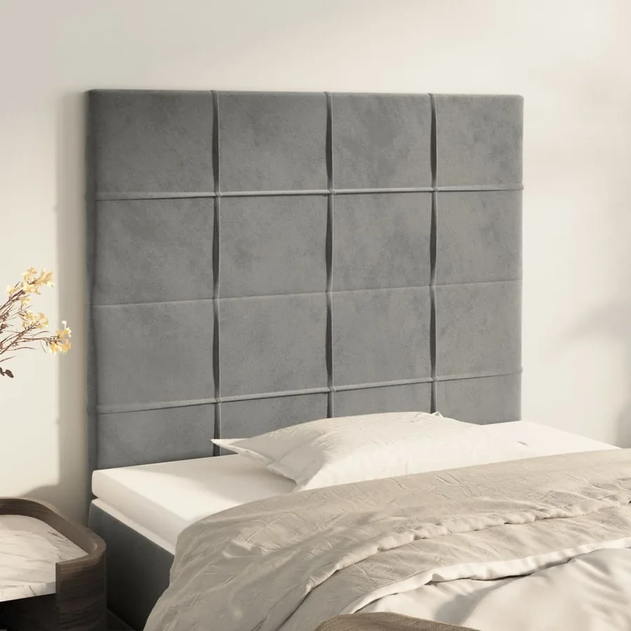 Tête de lit Gris clair 80x5x118/128 cm Velours