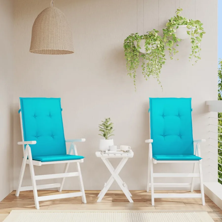 Coussins de chaise à dossier haut lot de 2 turquoise tissu