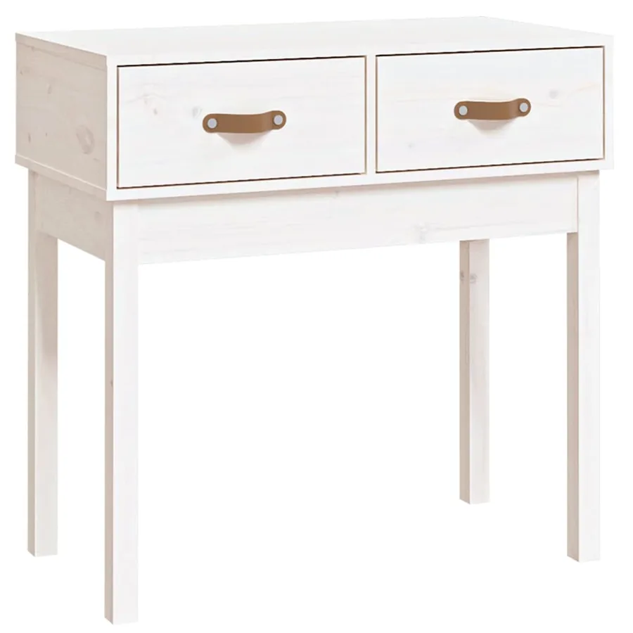 Table console Blanc 76,5x40x75 cm Bois massif de pin - 2