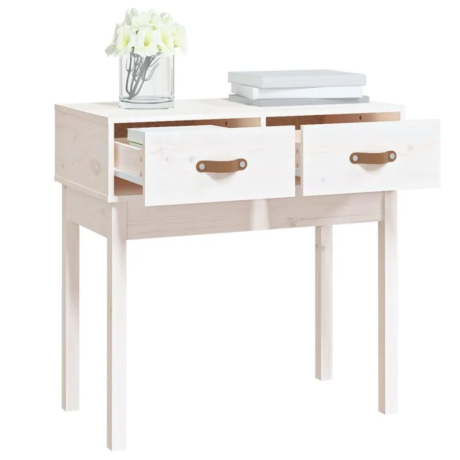 Table console Blanc 76,5x40x75 cm Bois massif de pin - 7