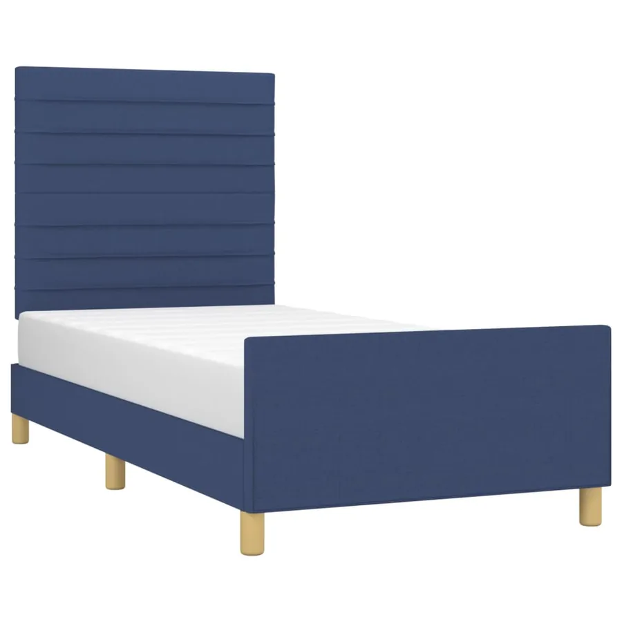 Cadre de lit sans matelas bleu 100x200 cm tissu - 3