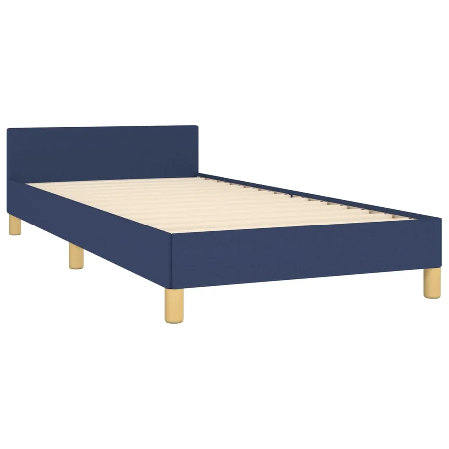 Cadre de lit sans matelas bleu 100x200 cm tissu - 5