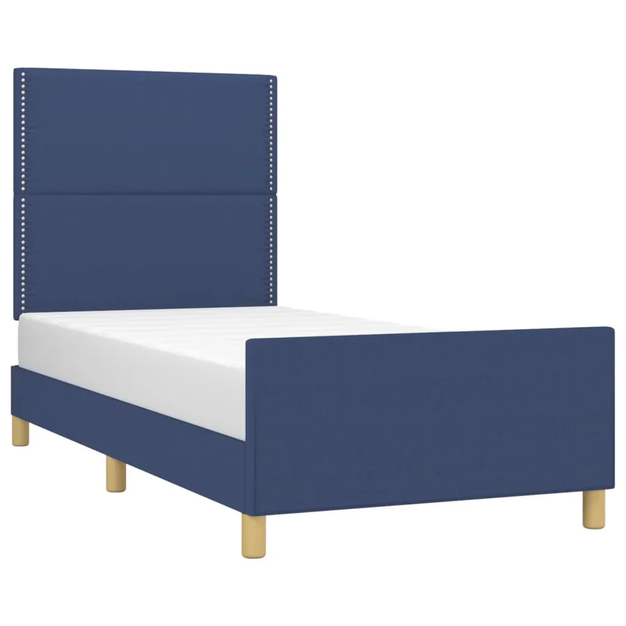 Cadre de lit sans matelas bleu 100x200 cm tissu - 3