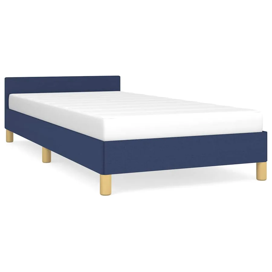 Cadre de lit avec tête de lit sans matelas bleu 100x200cm tissu - 2