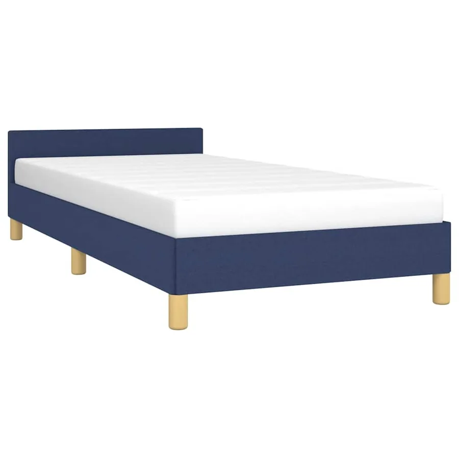 Cadre de lit avec tête de lit sans matelas bleu 100x200cm tissu - 3
