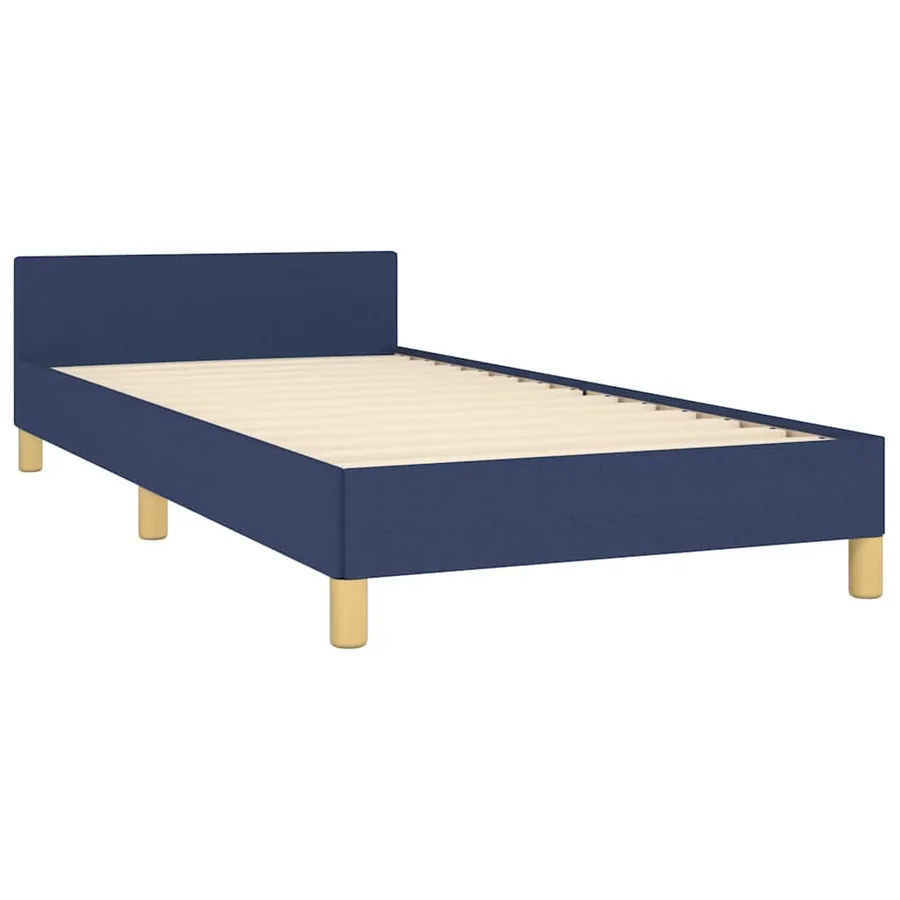 Cadre de lit avec tête de lit sans matelas bleu 100x200cm tissu - 4