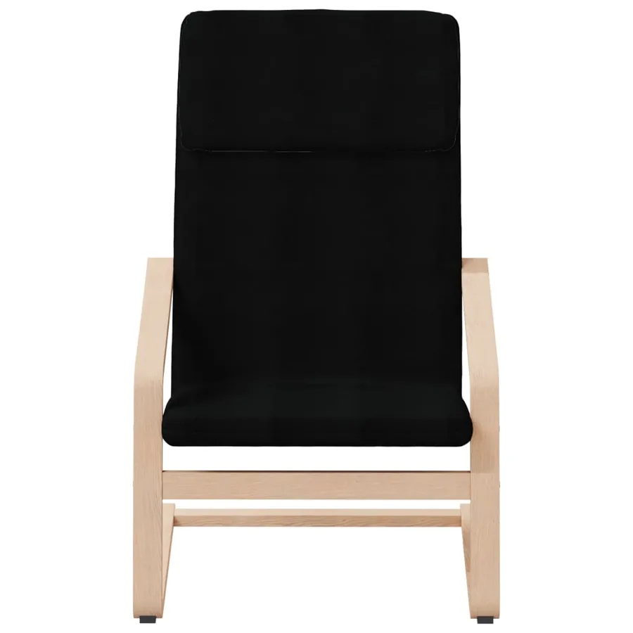 Chaise de relaxation avec repose-pied Noir Tissu - 4