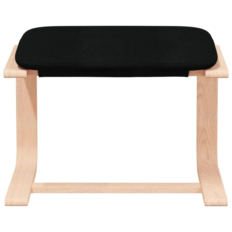 Chaise de relaxation avec repose-pied Noir Tissu - 6
