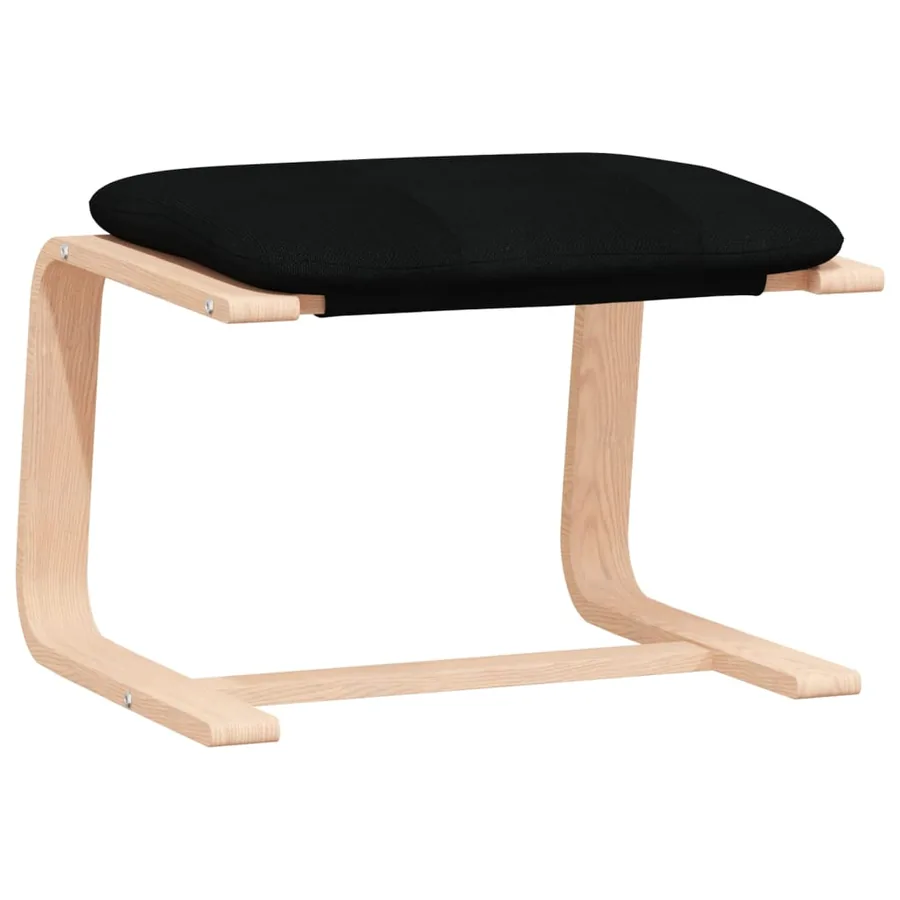 Chaise de relaxation avec repose-pied Noir Tissu - 7
