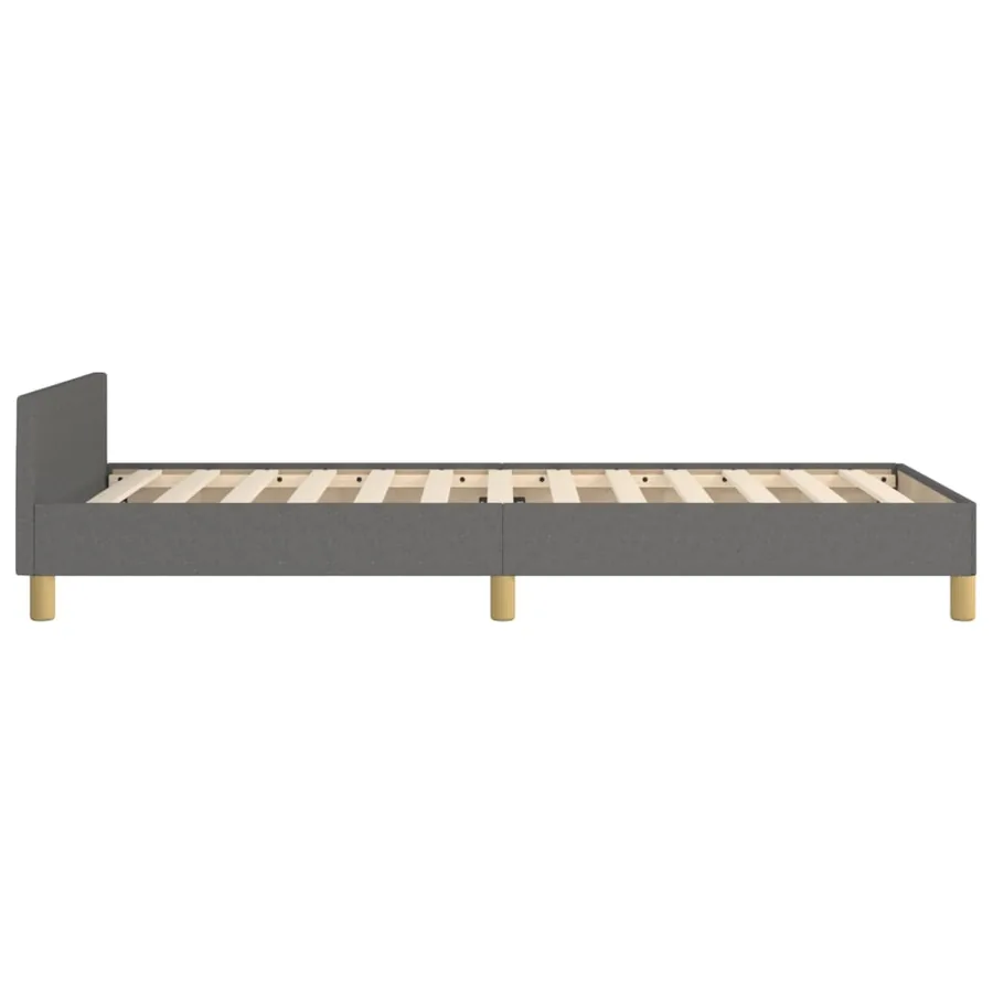 Cadre de lit sans matelas gris foncé 100x200 cm tissu - 7