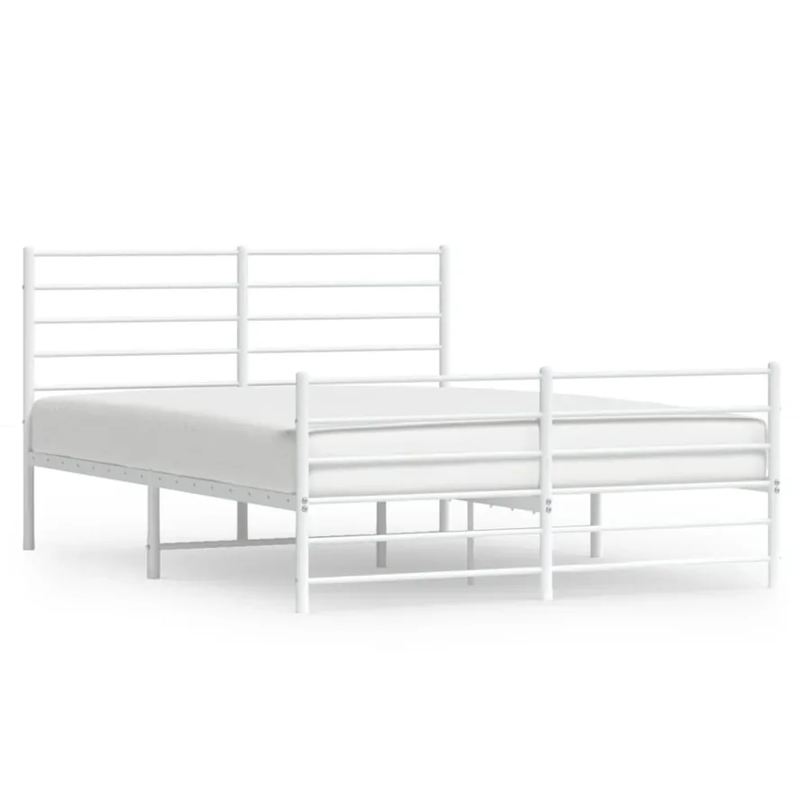 Cadre de lit métal sans matelas et pied de lit blanc 160x200 cm - 2