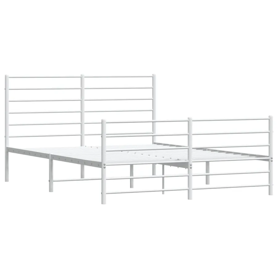 Cadre de lit métal sans matelas et pied de lit blanc 160x200 cm - 3