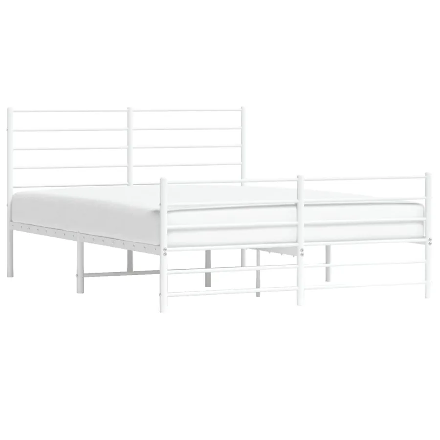Cadre de lit métal sans matelas et pied de lit blanc 160x200 cm - 5