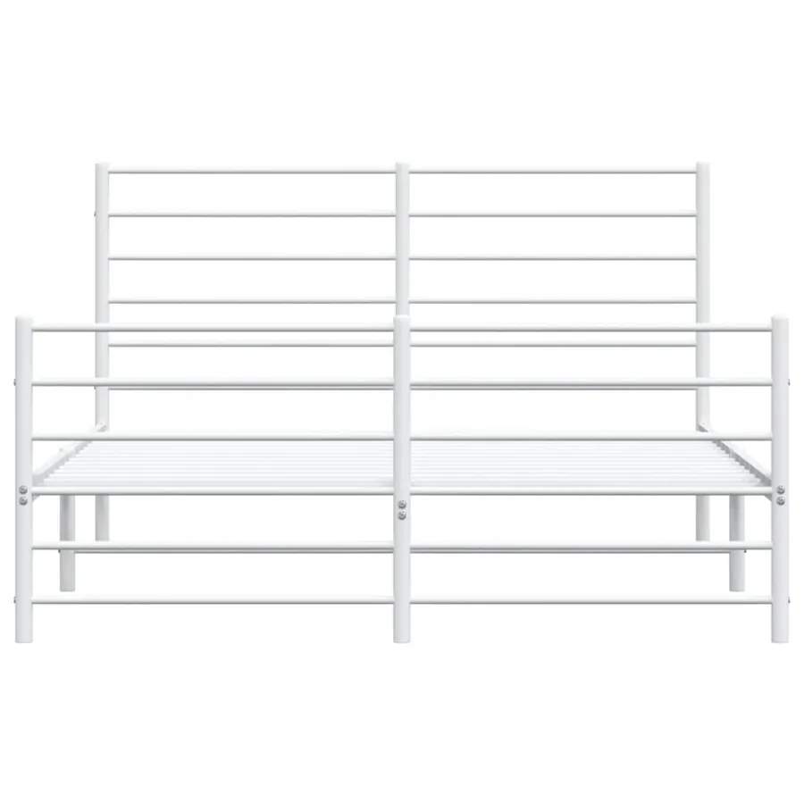 Cadre de lit métal sans matelas et pied de lit blanc 160x200 cm - 6