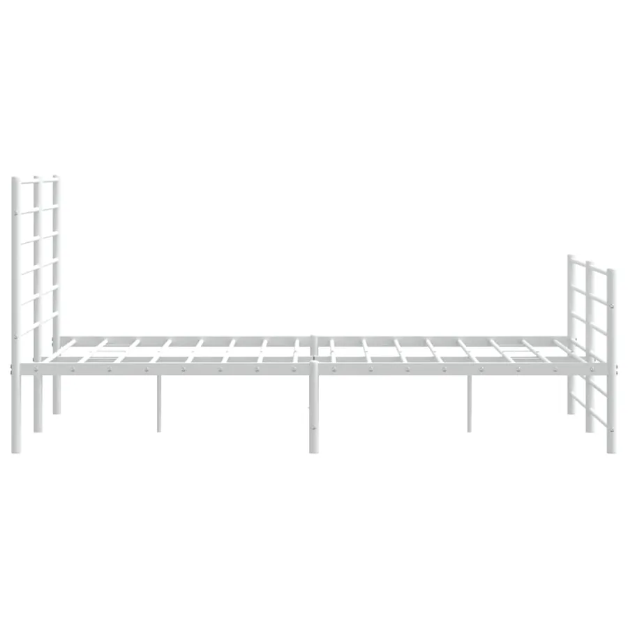 Cadre de lit métal sans matelas et pied de lit blanc 160x200 cm - 7