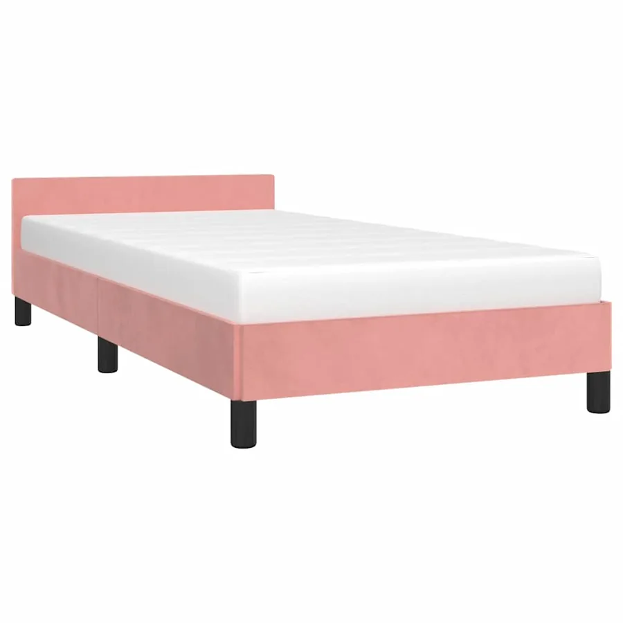 Cadre de lit et tête de lit sans matelas rose 90x200 cm velours - 3