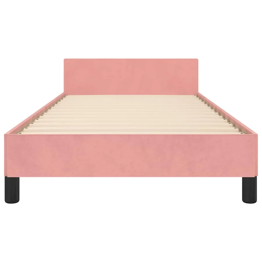 Cadre de lit et tête de lit sans matelas rose 90x200 cm velours - 5