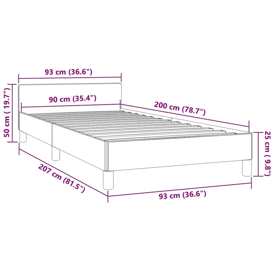 Cadre de lit et tête de lit sans matelas rose 90x200 cm velours - 9
