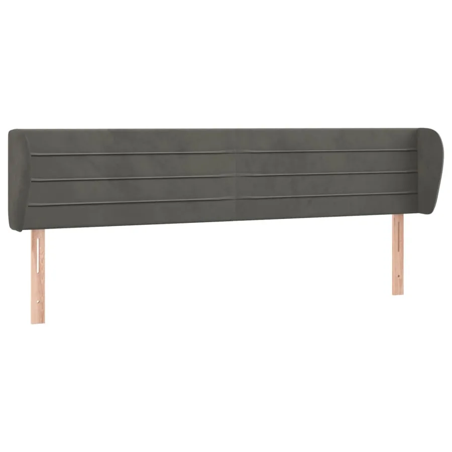 Tête de lit avec oreilles Gris foncé 183x23x78/88 cm Velours - 2