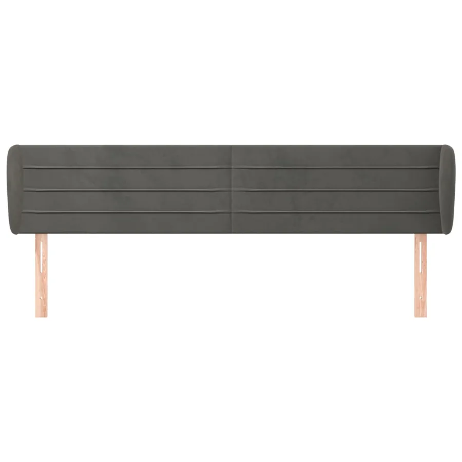 Tête de lit avec oreilles Gris foncé 183x23x78/88 cm Velours - 3