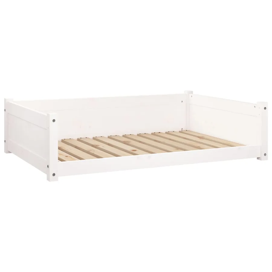 Lit pour chien Blanc 105,5x75,5x28 cm Bois de pin solide - 2