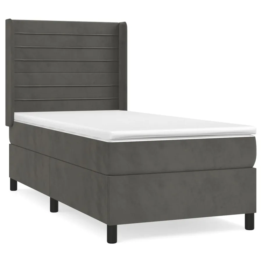 Sommier à lattes de lit et matelas Gris foncé 90x190 cm Velours - 2