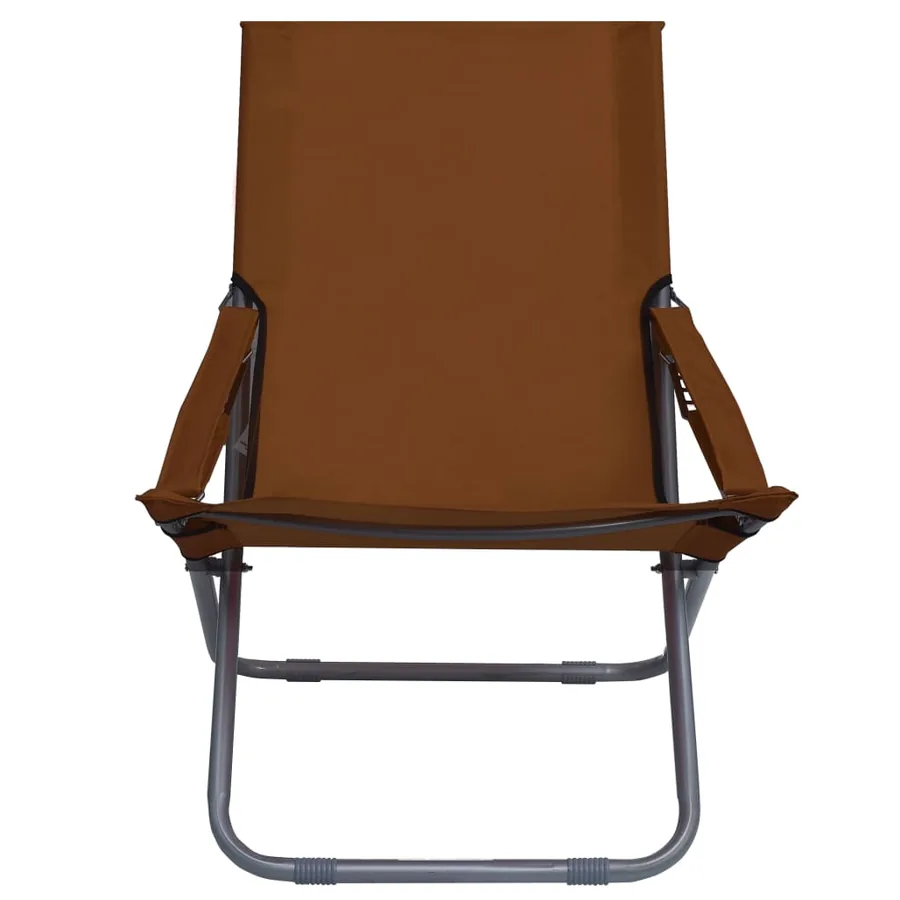 Chaises pliables de plage lot de 2 Tissu Marron - 2