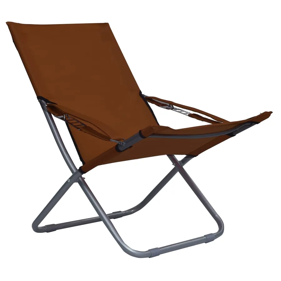 Chaises pliables de plage lot de 2 Tissu Marron - 3