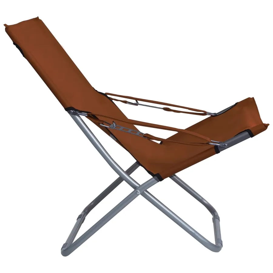 Chaises pliables de plage lot de 2 Tissu Marron - 4