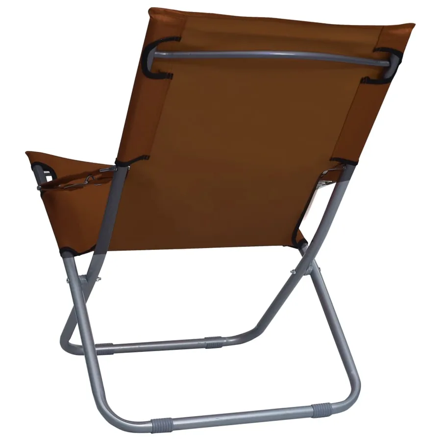 Chaises pliables de plage lot de 2 Tissu Marron - 5