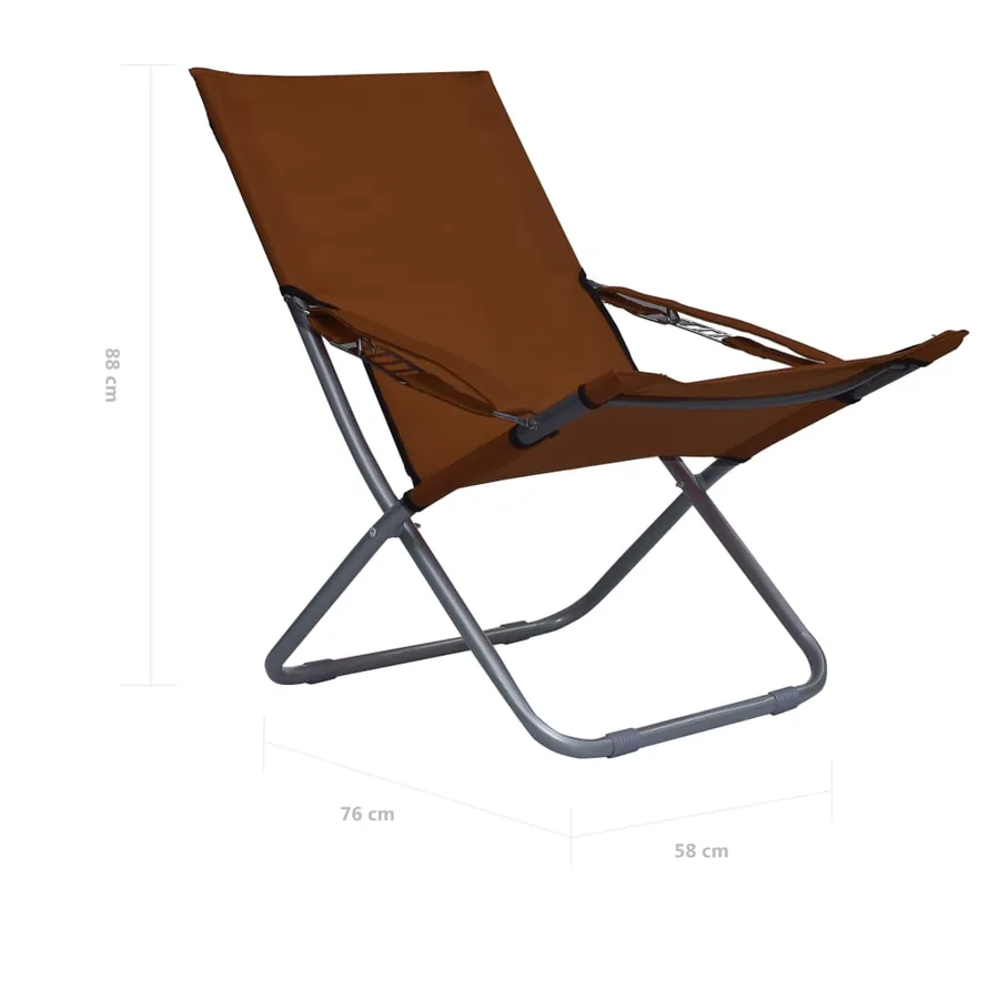 Chaises pliables de plage lot de 2 Tissu Marron - 8