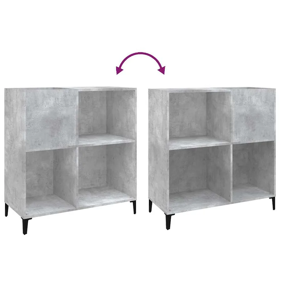 Armoire à disques gris béton 84,5x38x89 cm bois d'ingénierie - 7