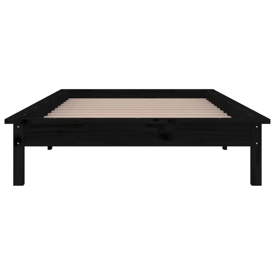 Cadre de lit à LED sans matelas noir 90x200 cm bois massif - 7