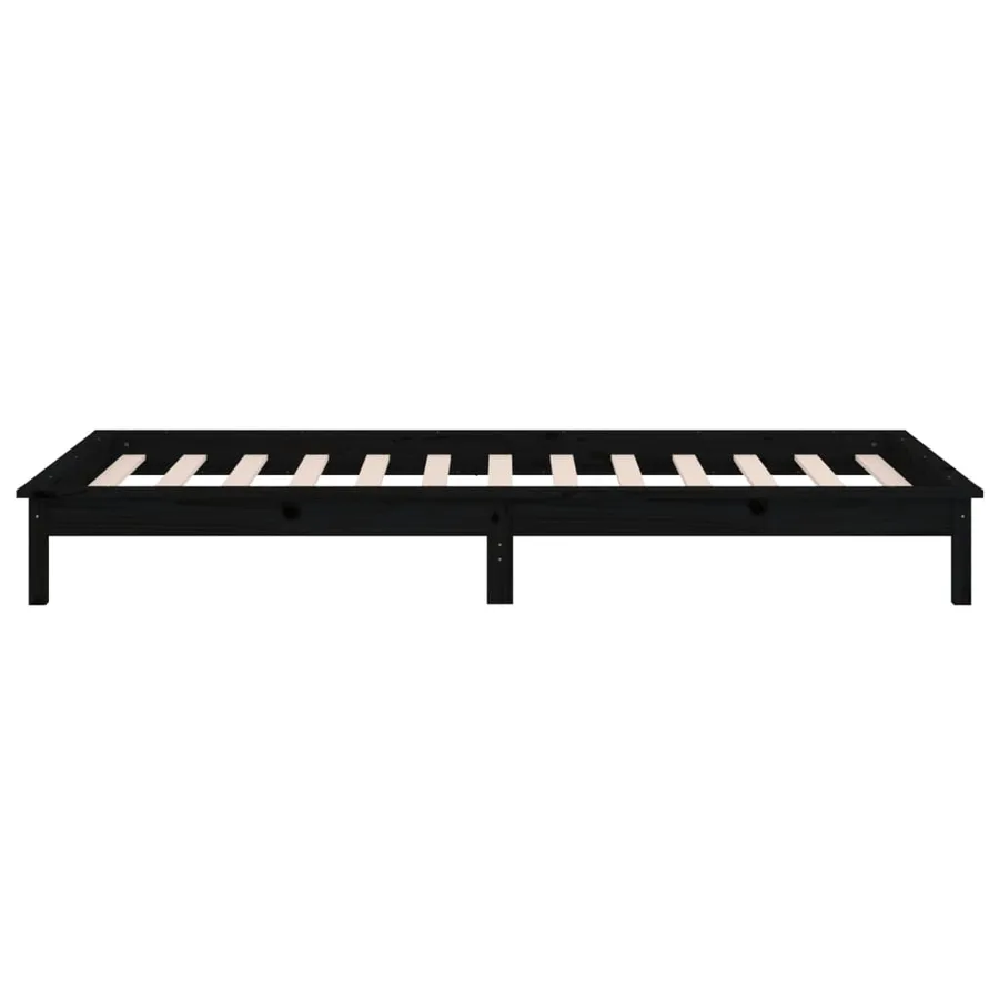 Cadre de lit à LED sans matelas noir 90x200 cm bois massif - 8