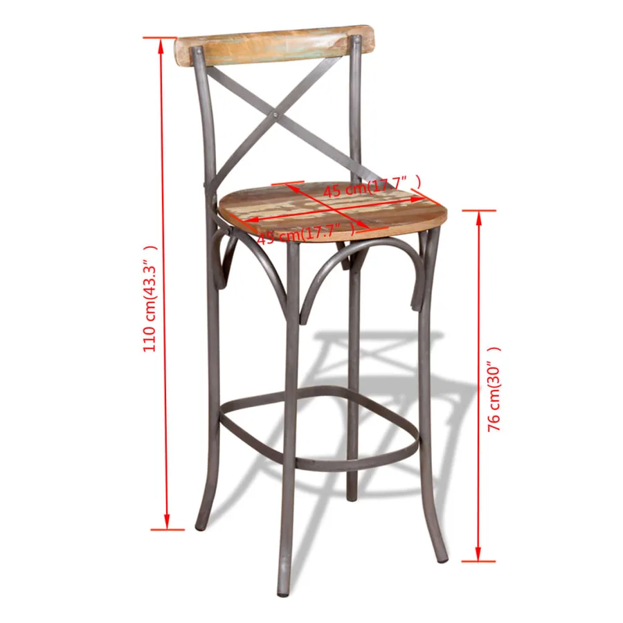 Tabouret de bar Bois de récupération massif - 9