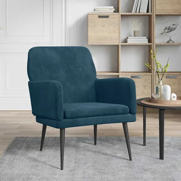Fauteuil Bleu 62x79x79 cm Velours