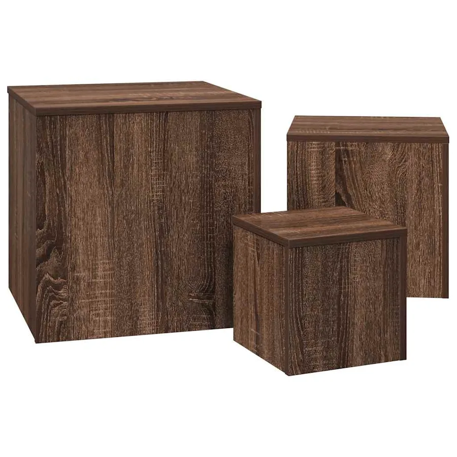 Tables d'appoint 3 pcs Chêne marron Bois d'ingénierie - 5