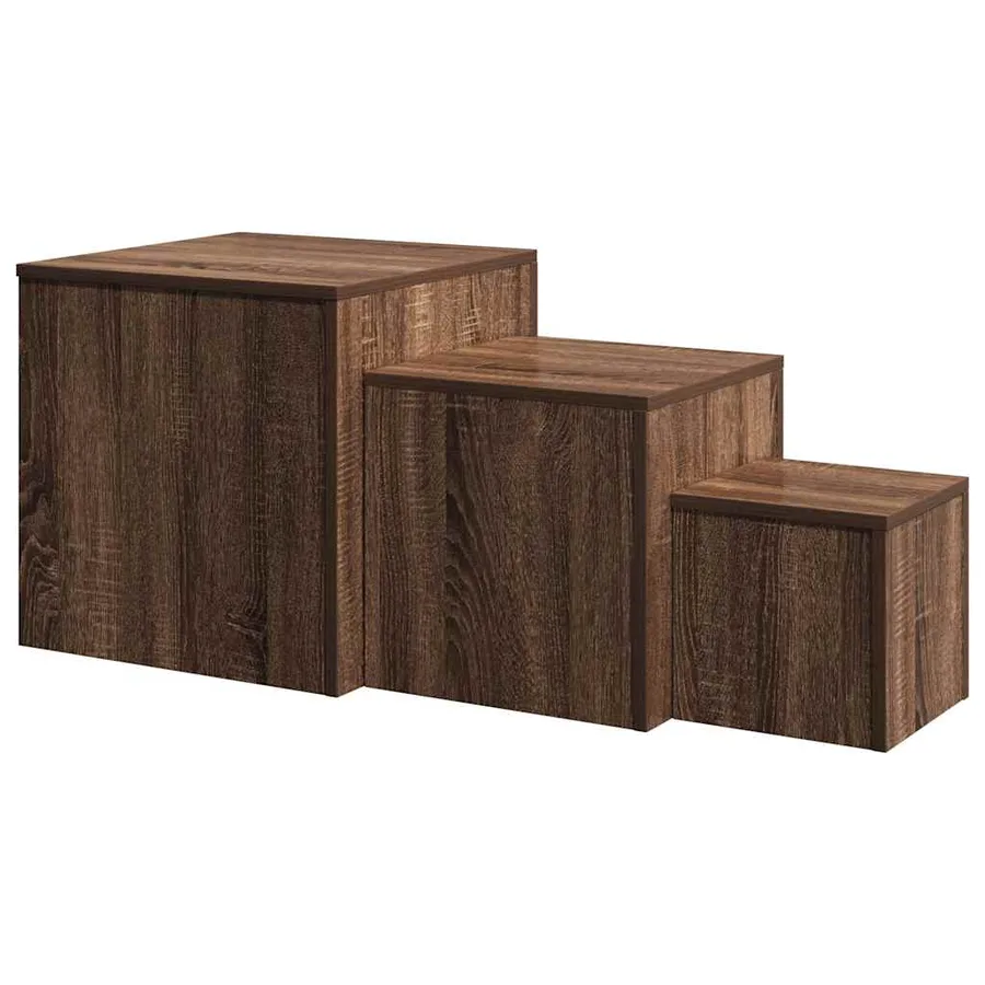 Tables d'appoint 3 pcs Chêne marron Bois d'ingénierie - 6