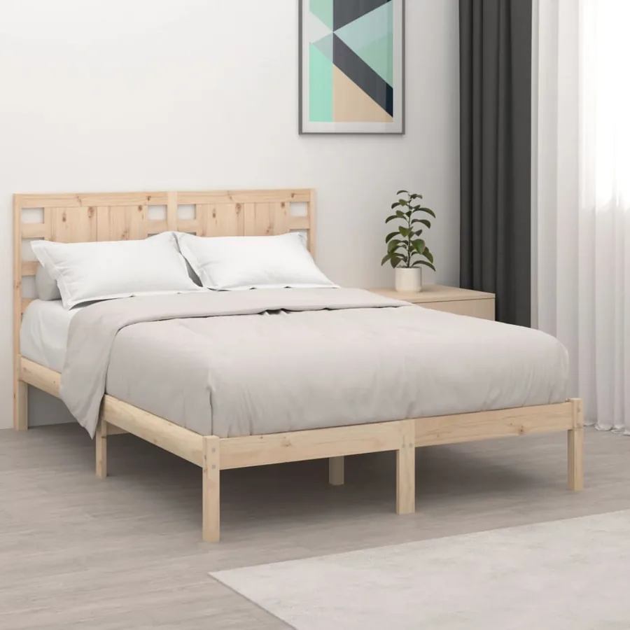 Cadre de lit sans matelas 135x190 cm bois massif