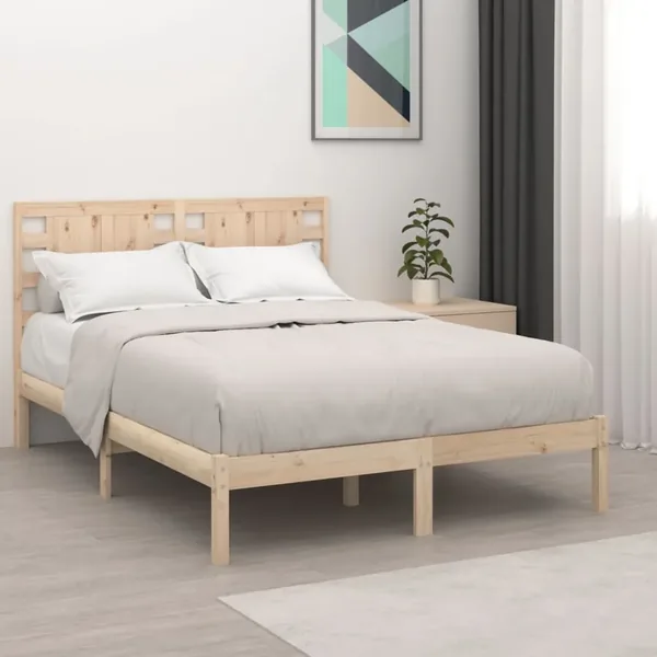 Cadre de lit sans matelas 135x190 cm bois massif