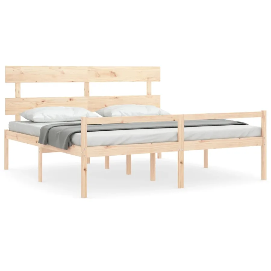 Lit pour personne âgée et tête de lit 200x200 cm bois massif - 2